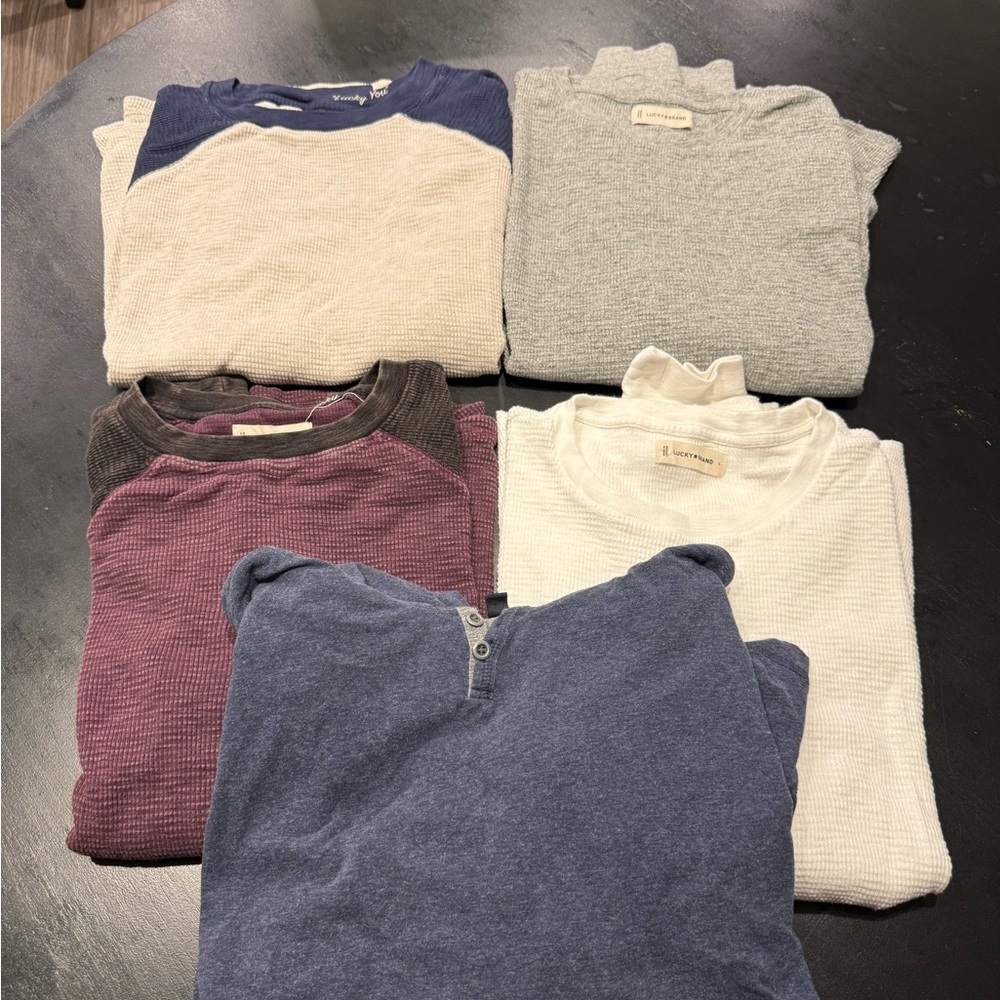 Lucky Brand Men's Thermal Shorts & a Hoody - Blue, Gray, Cream, Purple